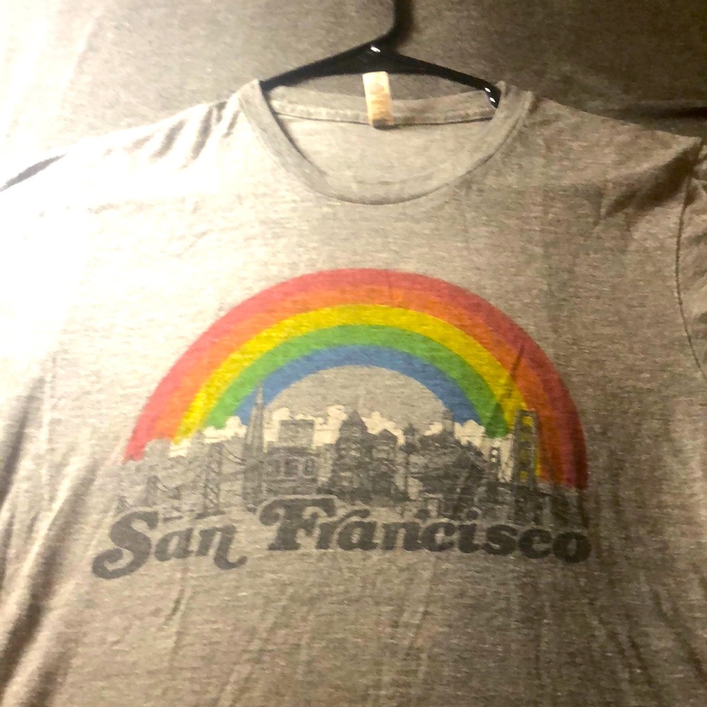 American Apparel vintage Grey San Francisco Rainbow track shirt